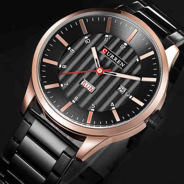 

curren men watch brand luxury business quartz wristwatches male fashion casual date week analog clock relogio masculino 210517, Slivery;brown