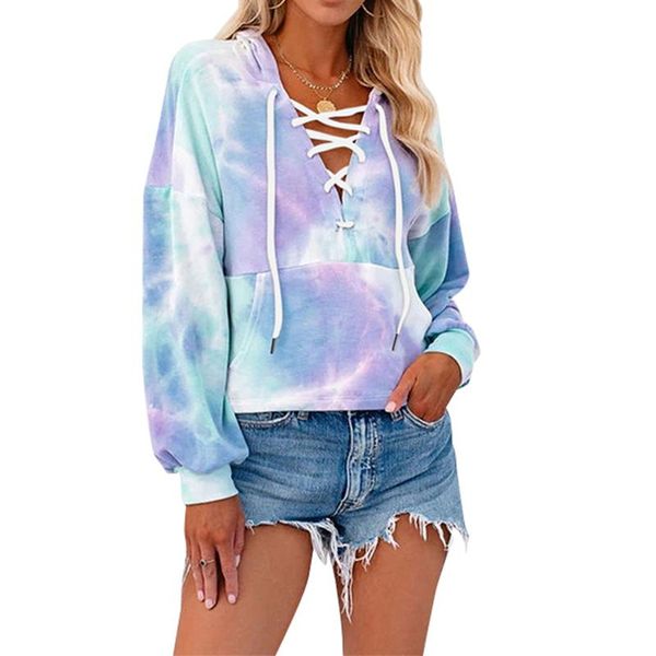 

women's hoodies & sweatshirts fashion women ladies autumn winter casual tie-dye print hooded stylish long sleeve, Black