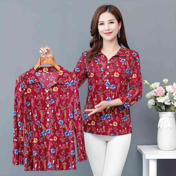 

print summer plus size womens blouses clothing casual 3 4 sleeve button collar shirt chiffon elegant blouse vintage, White
