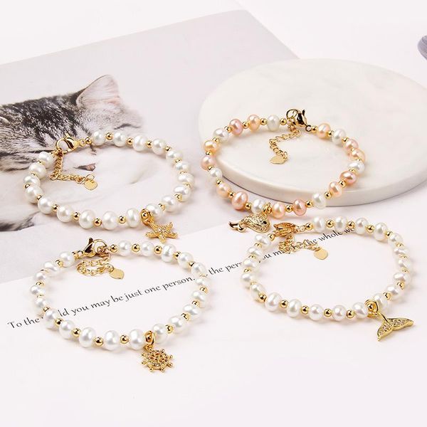 

beaded, strands pearls bracelets women adjustable natural white freshwater baroque beads bracelet men mermaid charm bangle handmade gifts, Black