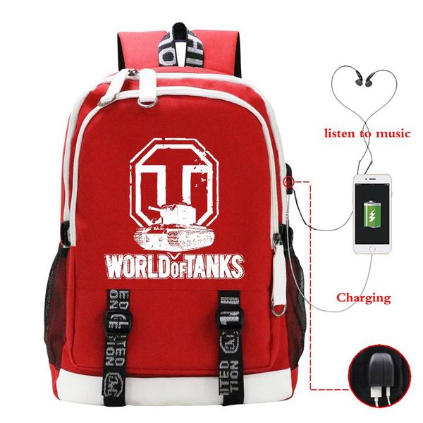 

backpack fashion men's world of tanks printed mens backpacks travel backbag usb charging college students school bags mochila