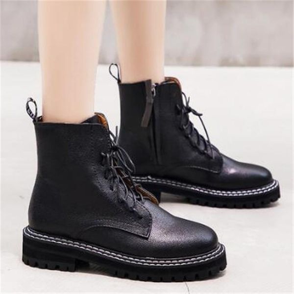

boots ankle women zipper platforms autumn soft leather sneakers ladies fashion punk flat motorcycle zapatos de mujer black