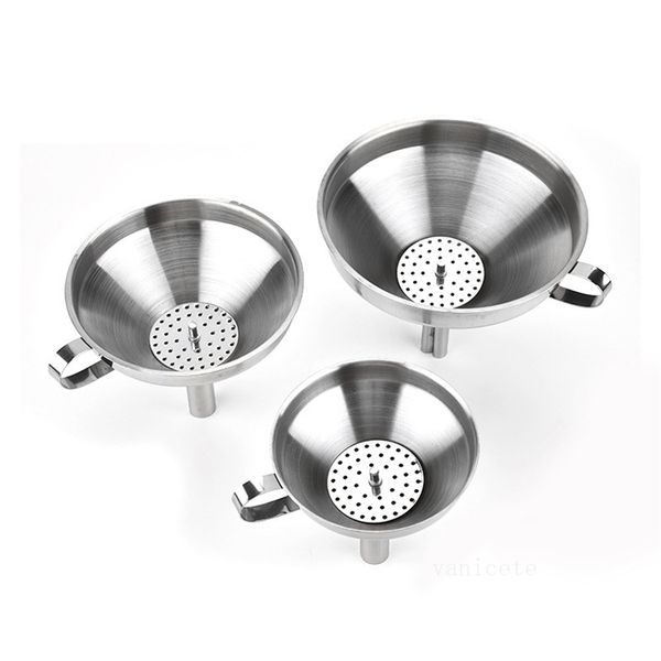 Funnels de aço inoxidável com filtros ferramentas de cozinha ferramentas de óleo filtro de mel cone funil com filtro removível / filtro para perfume líquido água Toolszc698