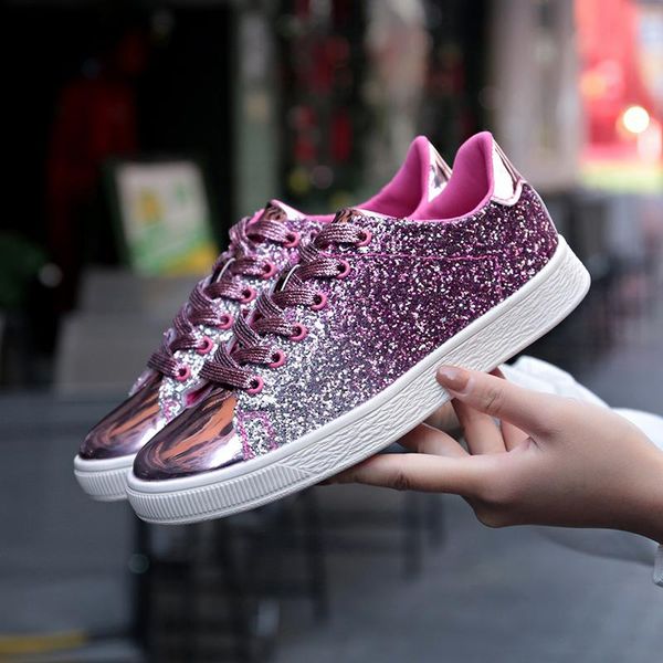 

dress shoes 2021 women high sneakers sequins rivet glitter high-cut round toe lace-up outdoor skateboard shiny 1812, Black