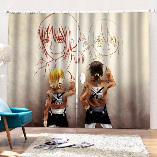 

curtain & drapes anime print curtains attack on titan kitchen ultra-thin micro shading for living room bedroom window treatments