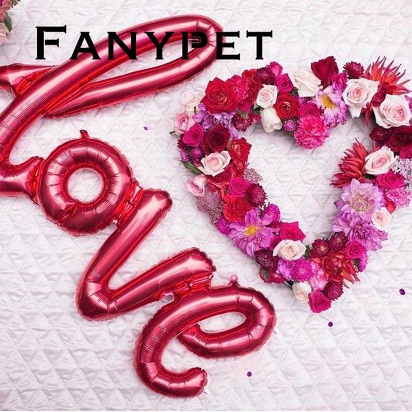 

party decoration ligatures love letter foil balloon champagne red gold anniversary wedding valentines birthday gift marriage