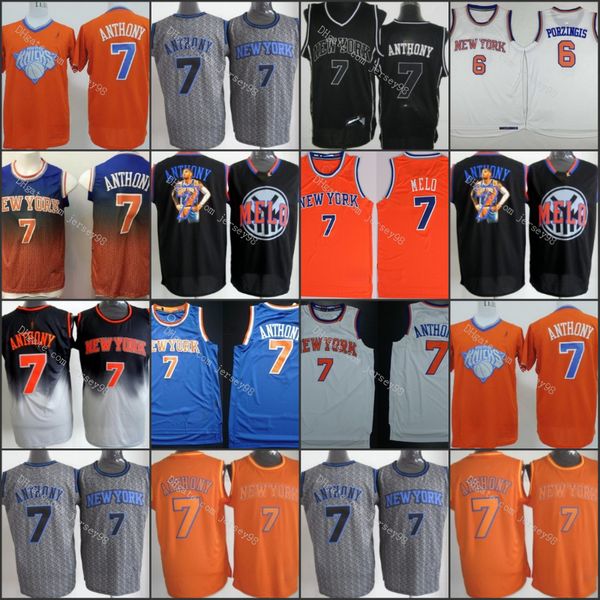 

new york knicks men 7 carmelo anthony retro basketball jersey, Black