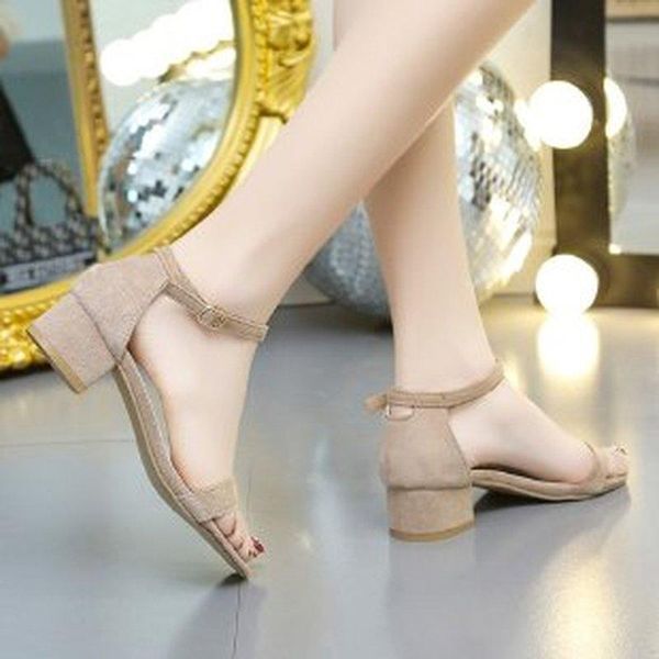 

sandals 2021 women summer fashion women's office high heels shoes woman buckle strap pumps casual, Black