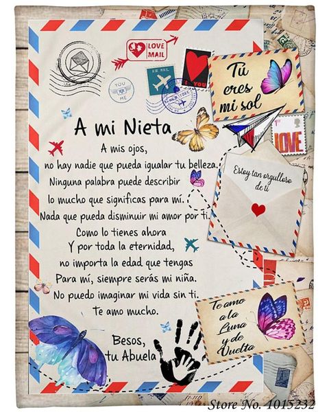 

blankets letter a mi nieta spanish version premium fleece sherpa blanket home bedroom decor custom flannel for kids quilts 02