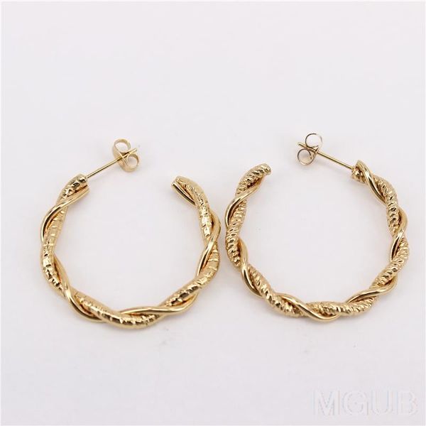 

hoop & huggie 35mmstainless steel earrings 4 mm twisted wire 2 colors large and wholesale retail lh944a, Golden;silver