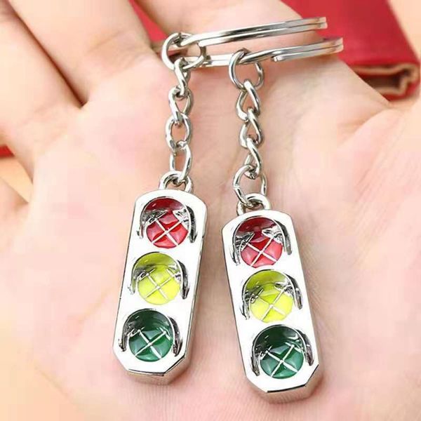 

keychains traffic light keychain car key chain safety lights men and women ring style holder birthday gift, Silver
