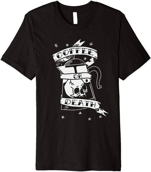 

coffee or death skull tattoo premium t-shirt size m-5xl, White;black