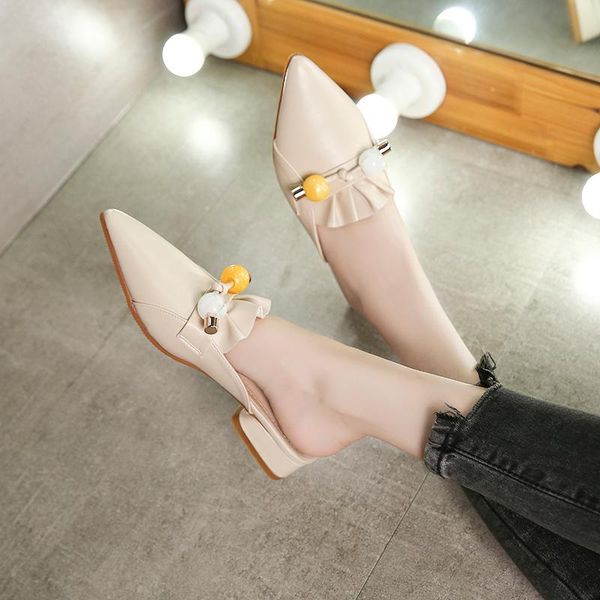 

slippers casual med mules for women 2021 cover toe shallow lady female shoes slides luxury girl summer fashion hoof heels ru, Black