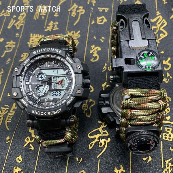 

wristwatches shiyunme men military sports watches compass led digital watch time alarm waterproof relogio masculino, Slivery;brown