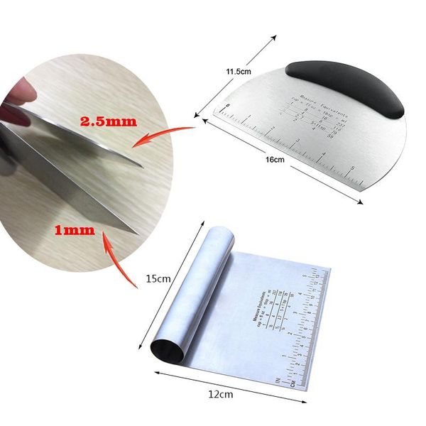 

baking & pastry tools stainless steel cutter with scale kitchen knife dough scraper bread pizza slicer tool