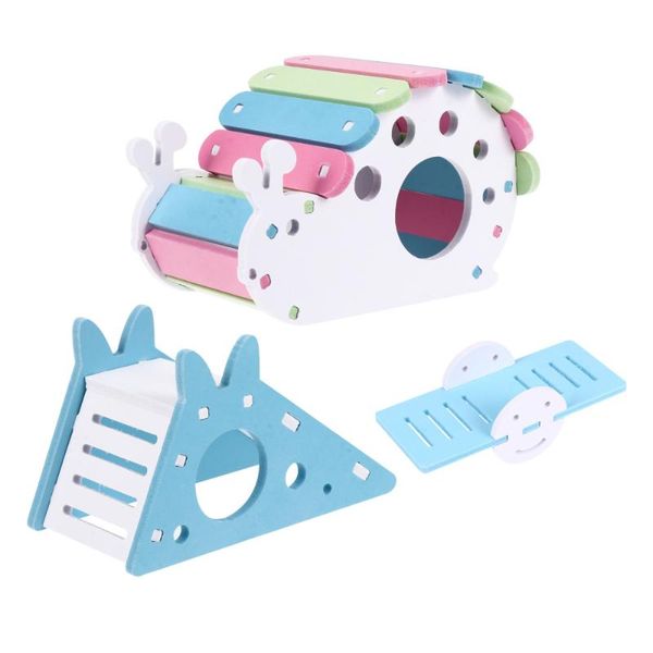 

small animal supplies 3pcs hamsters hideout house hut play platform nest seesaw