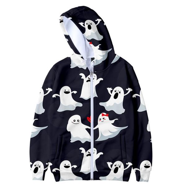 

men's hoodies & sweatshirts boy girls kids sweatshirt kawaii lovely ghost hoodie personality zipper children clothes 3d print cartoon j, Black