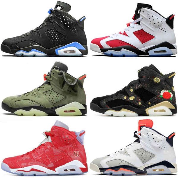 

2021 travis scotts jumpman 6 laser fuchsia washed denim men basketball shoes 6s trainers mens sports sneakers with box designer