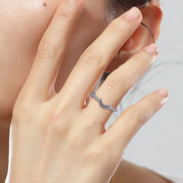 

cluster rings 100% 925 sterling silver jewelry crescent moon beaded ring for women part gift 2021 autumn r251, Golden;silver