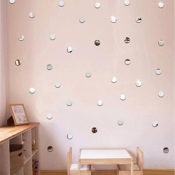 

wall stickers pet waterproof bedroom mirror diy self-adhesive round acrylic supplies creative tiles decoration