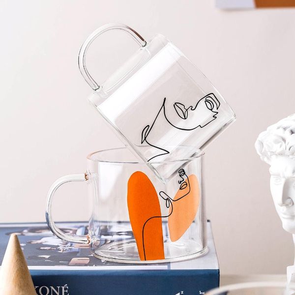 

mugs 400ml alphabet cartoon heart pattern mug creative glass handle for milk coffee beer home office drinnkware water cup couple