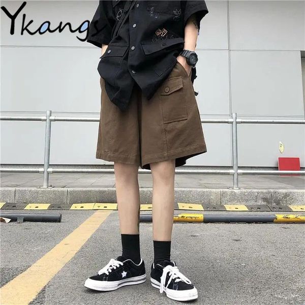 

women's shorts wide leg loose gothic streetwear y2k cargo women high waist casual 2021 black running with pocket summer, White;black