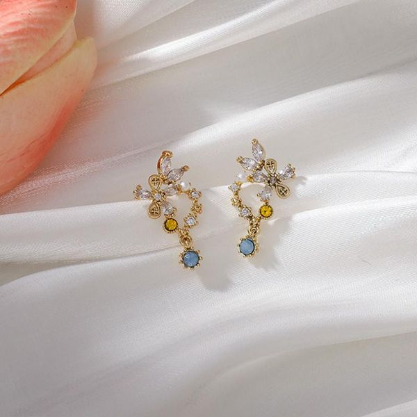 

dangle & chandelier 2021 arrival trendy geometric korean version simple zircon colorful flower tassel earrings for women fashion jewelry, Silver