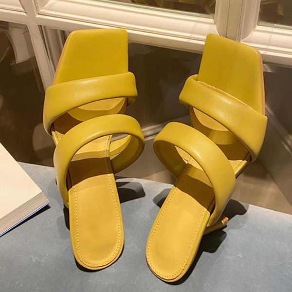 

women slippers thin high heels sandals shoes for woman fashion open toe solid color ladies elegant heel slides, Black