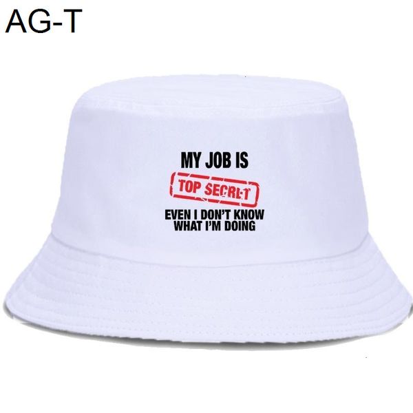 

my job is secret print fisherman's hats outdoor casual bucket hat foldable sun shade panama caps beach fishing cap, Blue;gray