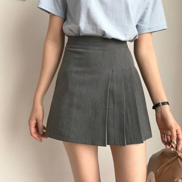 

skirts early autumn korean women's slim gray a-line pleated short skirt skorts jff2, Black