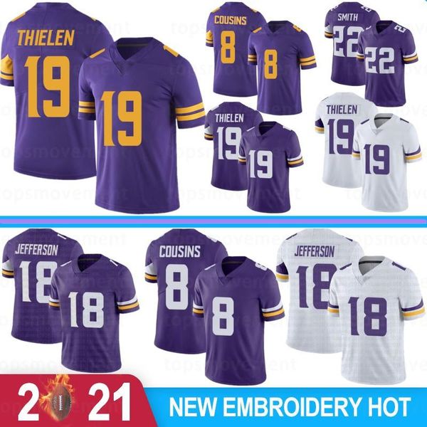 

18 justin jefferson men jerseys 19 adam thielen danielle hunter dalvin cook harrison smith diggs cousins rudolph maillots de football, Black
