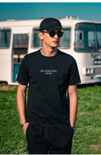 

men's t-shirts 4308 2021 summer casual letters printed cotton short-sleeved t-shirt, White;black
