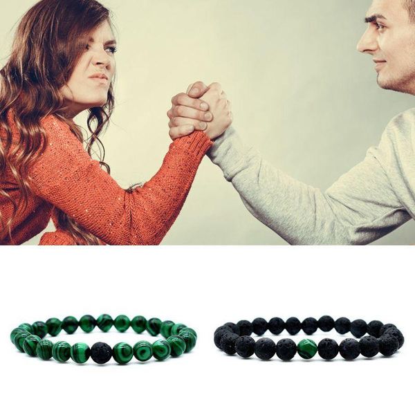 

beaded, strands 2pc/set couples distance bracelet classic natural stone gren and black yin yang beaded bracelets for men women friend