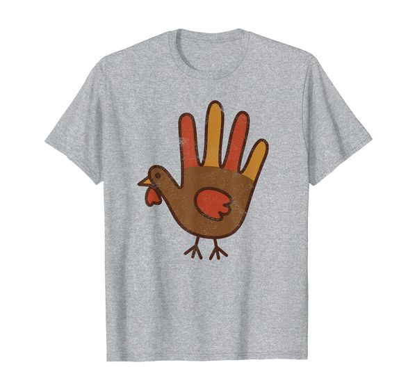 

funny turkey hand thanksgiving retro vintage t-shirt, White;black