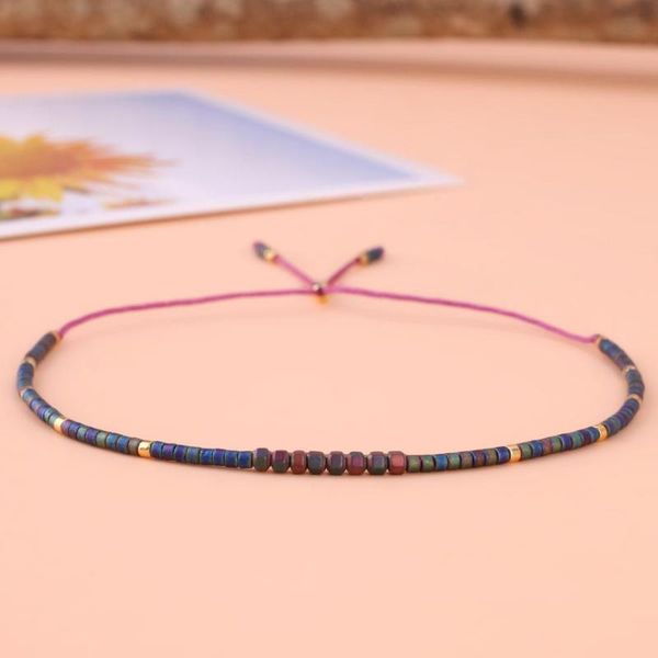 

tennis kelitch thin string wrap miyuki bracelets bangles chain woven braided mini seed beaded strand cuff wristband, Golden;silver