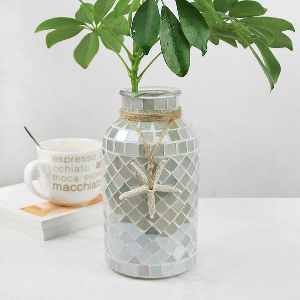 

vases creative starfish mosaic glass vase terrarium hydroponic systems floral straight flower pot living room home decoration