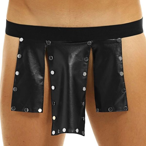 Cintos Mens Novidade 6 Painéis Faux Leather Metal Studded Kilt Flirty Lingerie Dress Baixo Cintura Rebite Rebite Scottish Skirt Clubwear