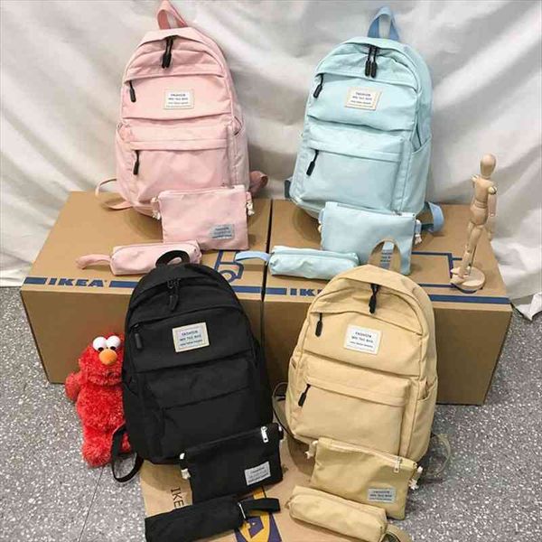 

fashion waterproof women backpack 3 pcs set students shoulder bags lady junior high girls school for teenage