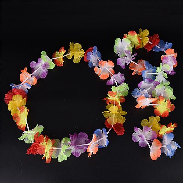 

decorative flowers & wreaths 4pc hawaiian artificial leis garland necklace fancy dress wedding hawaii fun diy party beach garden decoration