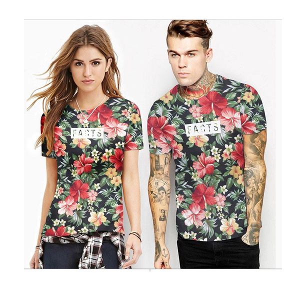 

men's t-shirts men's and women's t-shirt summer fashion short-sleeved 3d printing rose harajuku casual quick-drying s, White;black
