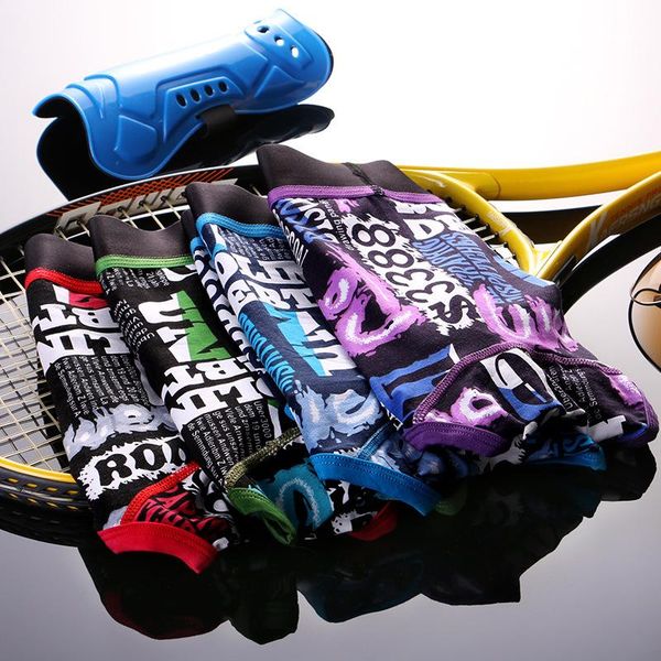 

underpants cotton men's underwear boxers personalized printing shorts fashion korean cartoon tight boxer, Black;white