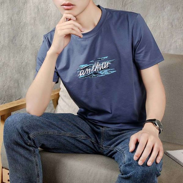 

summer tide brand cotton round neck short-sleeved casual loose men's t shirt, White;black