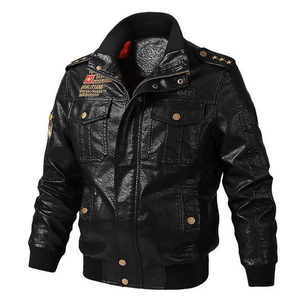 

men's jackets leather coat 6xl male pu military pilot thin streetwear casual moto men brand clothing ay8222 slxa, Black;brown