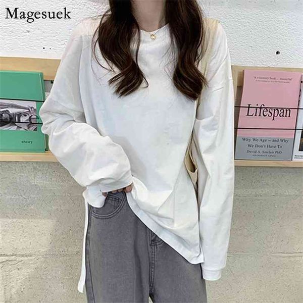 

spring autumn white tees long sleeve t-shirt women cotton solid office lady tee shirt femme casual woman t-shirts 12936 210512