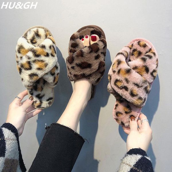 

slippers leopard 2021 spring & winter women's plush fashion indoor and outdoor comfortable non-slip 36-41, Black