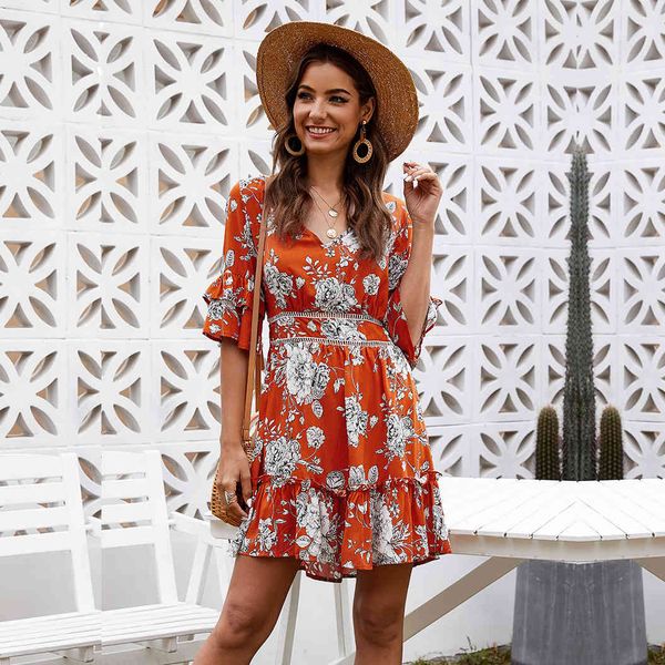 

jumpsuit casual spring summer floral print holiday for women v neck ruffles backless mini es vestidos, Black;white