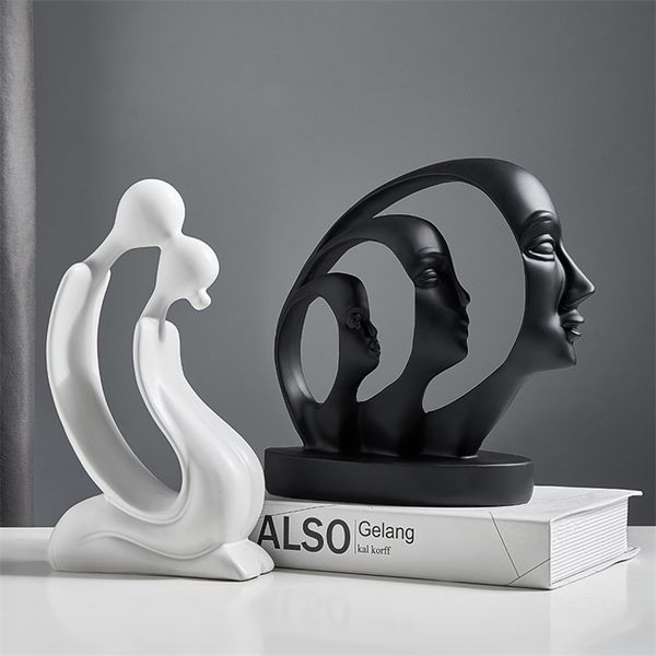 Abstrakte Kunsthandwerk, menschliche Gesichtsfiguren, Statuen, Skulpturen, Zuhause, Wohnzimmer, Tischdekoration, Büro, Schreibtisch, Zubehör, Geschenke für Freunde 211101