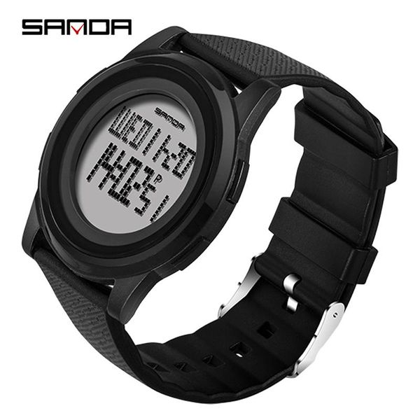 

wristwatches fashion 9mm super slim sanda sport watch men electronic led digital wrist watches for male clock relogio masculino, Slivery;brown