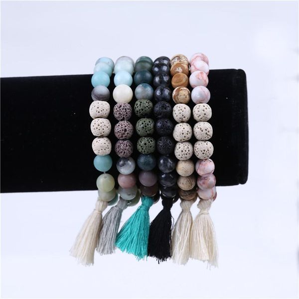 

beaded, strands sale 8mm multi stone tassel bracelet friendship stretch amazon picture beads jewelry, Black
