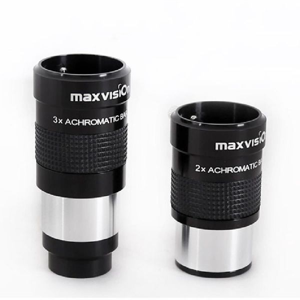 

telescope & binoculars maxvision 2x 3x 1.25 inches 31.7mm 2 achromatic power barlow lens metal focal extender accessory